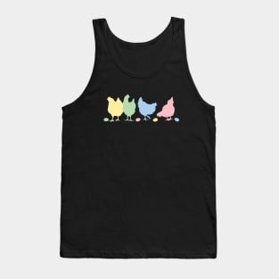 Cute Pastel Easter Egg Flock of Hens for Chicken Lovers Tank Top